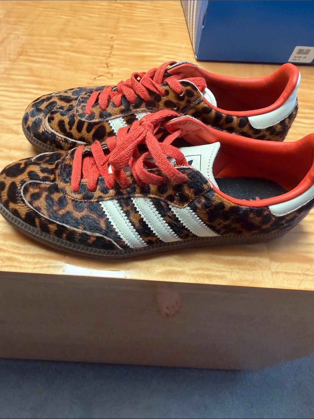 adidas Leopard Print Sneakers with Red Accents - Picture 5 of 11